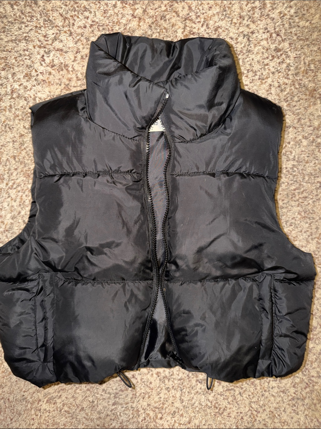 Cisono Xl Crop Black Puffer Vest Jacket Like New